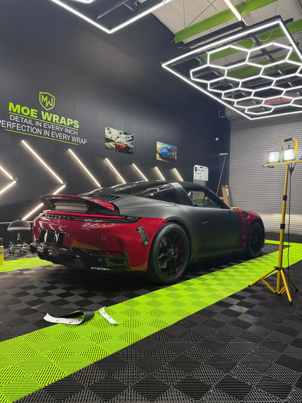 Porsche wrap project side detail by Moe Wraps